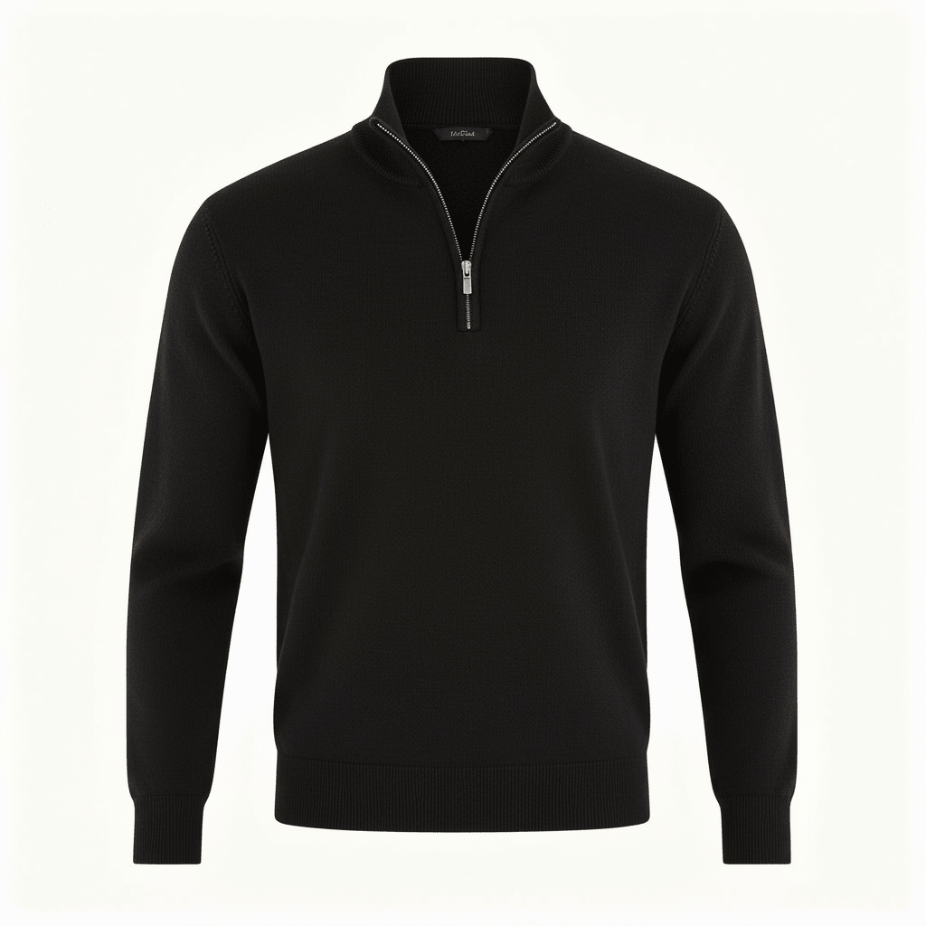 Men Sweater | V-Neck Fine Knit with Adjustable Front Zip - Evergreen Outfits- Sweaters