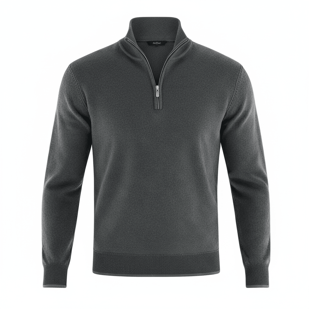 Men Sweater | V-Neck Fine Knit with Adjustable Front Zip - Evergreen Outfits- Sweaters