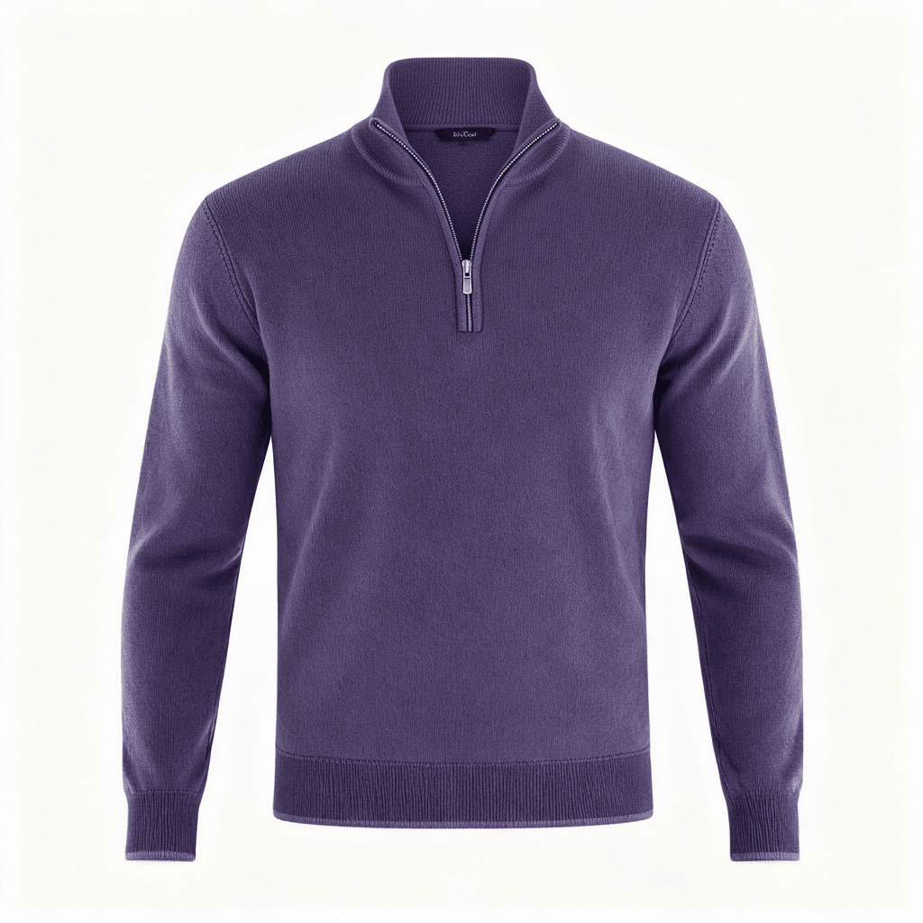 Men Sweater | V-Neck Fine Knit with Adjustable Front Zip - Evergreen Outfits- Sweaters