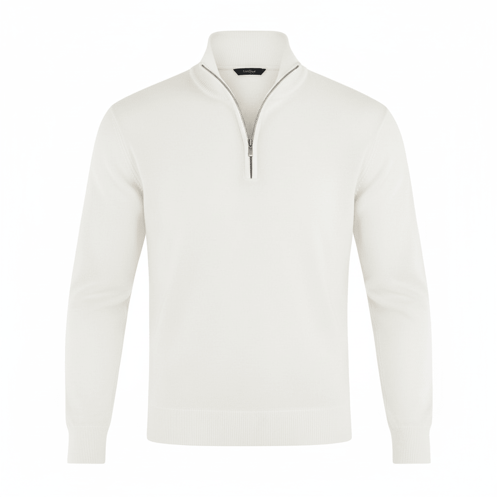 Men Sweater | V-Neck Fine Knit with Adjustable Front Zip - Evergreen Outfits- Sweaters