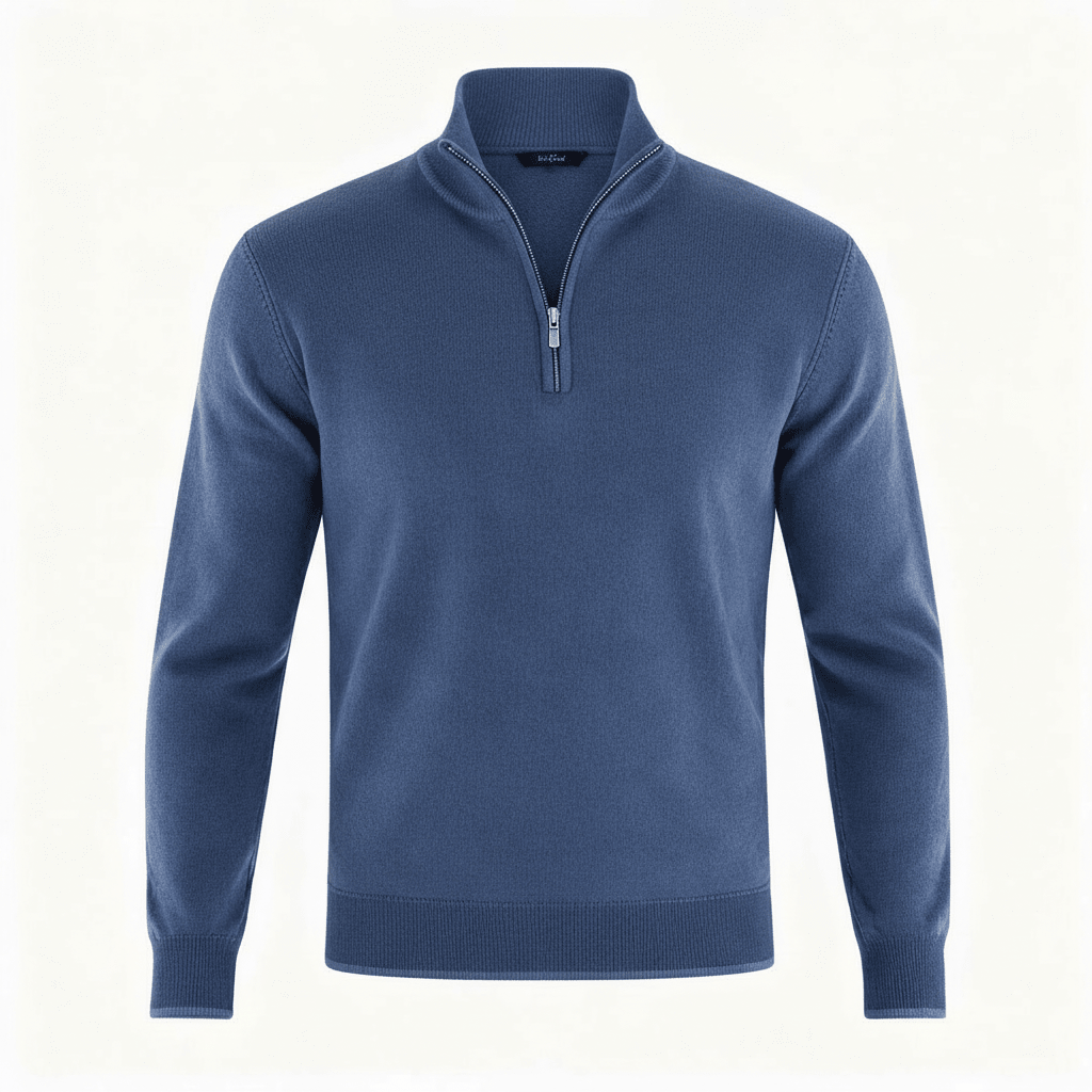 Men Sweater | V-Neck Fine Knit with Adjustable Front Zip - Evergreen Outfits- Sweaters