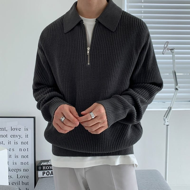 Men Sweater | Zip-Up Regular Fit with Long Sleeves - Evergreen Outfits- Sweaters