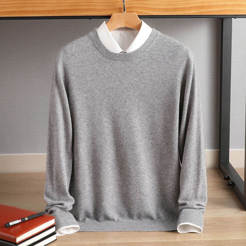 Men Sweatshirt | Classic Fit Crew Neck Fine Knit Pull - Evergreen Outfits- Sweaters