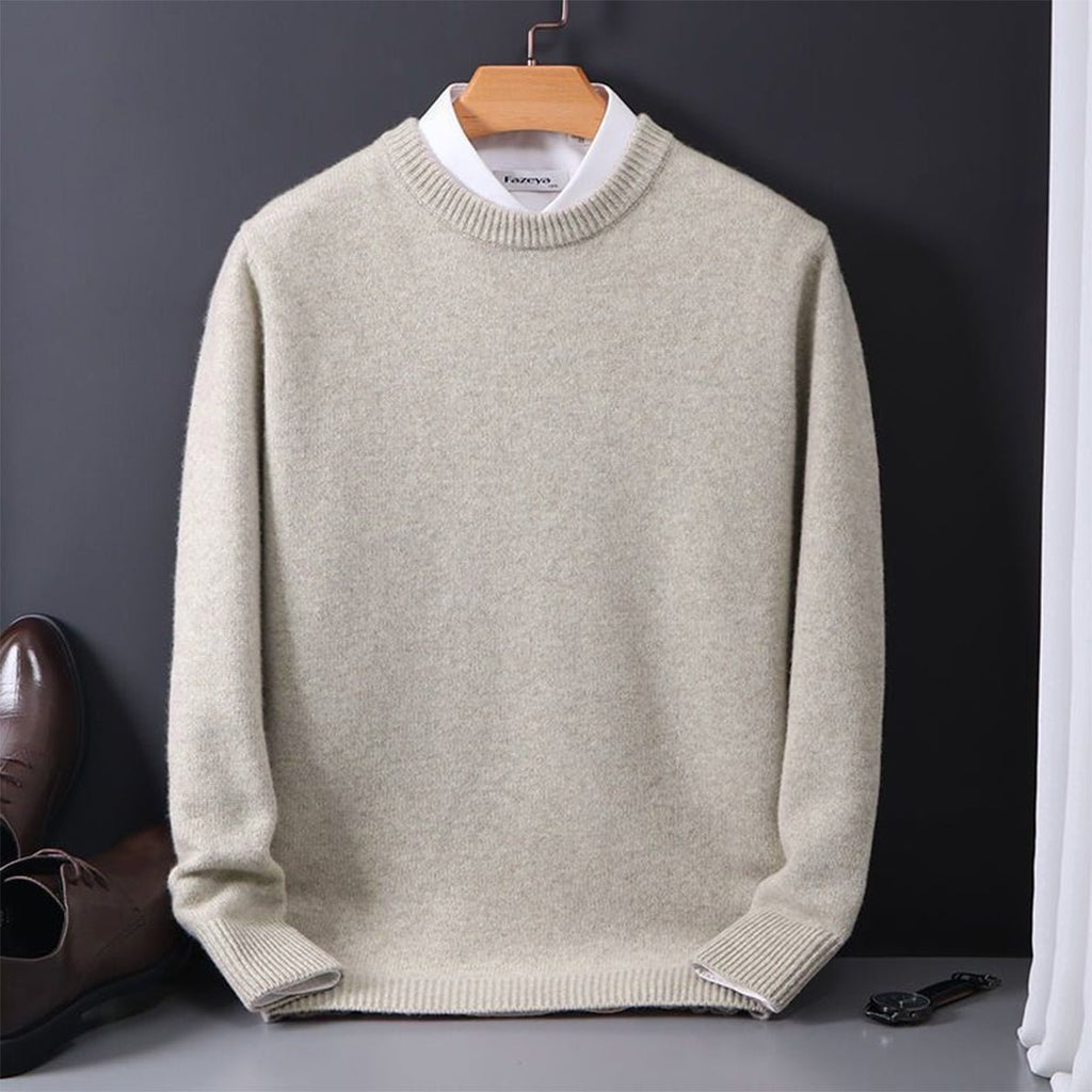 Men Sweatshirt | Classic Fit Crew Neck Fine Knit Pull - Evergreen Outfits- Sweaters