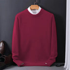 Men Sweatshirt | Classic Fit Crew Neck Fine Knit Pull - Evergreen Outfits- Sweaters