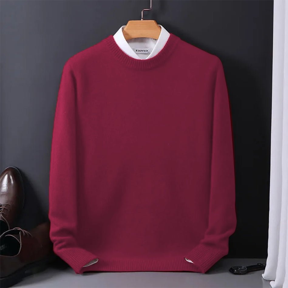 Men Sweatshirt | Classic Fit Crew Neck Fine Knit Pull - Evergreen Outfits- Sweaters