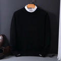 Men Sweatshirt | Classic Fit Crew Neck Fine Knit Pull - Evergreen Outfits- Sweaters
