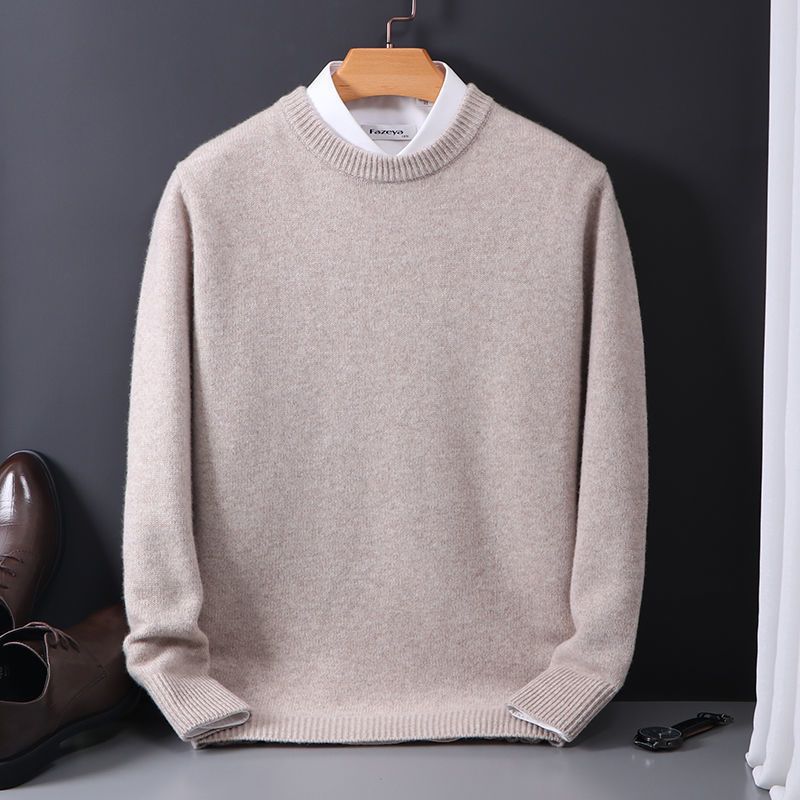 Men Sweatshirt | Classic Fit Crew Neck Fine Knit Pull - Evergreen Outfits- Sweaters