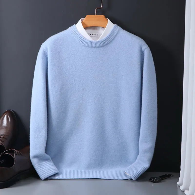 Men Sweatshirt | Classic Fit Crew Neck Fine Knit Pull - Evergreen Outfits- Sweaters