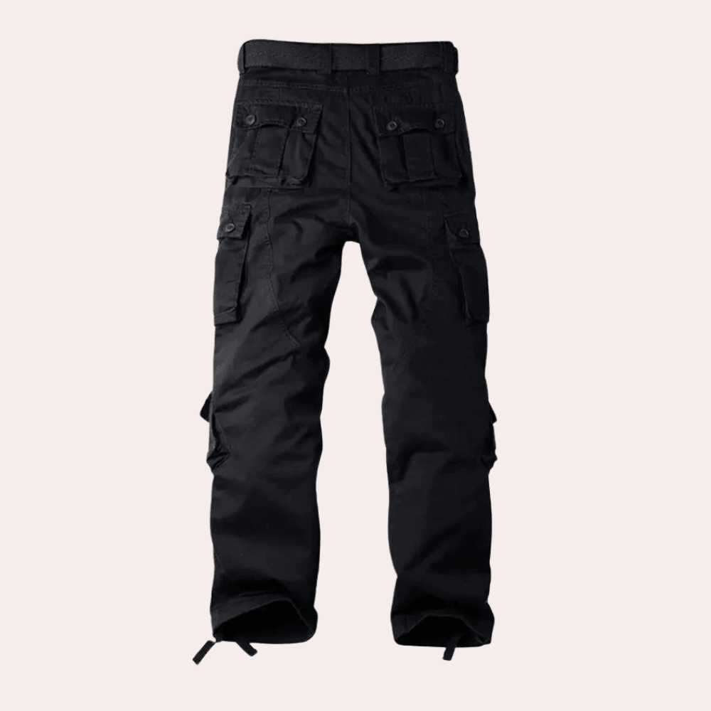 Men Trousers | Multiple Patch Pockets with Belt Loop Waistband - Evergreen Outfits- Trousers