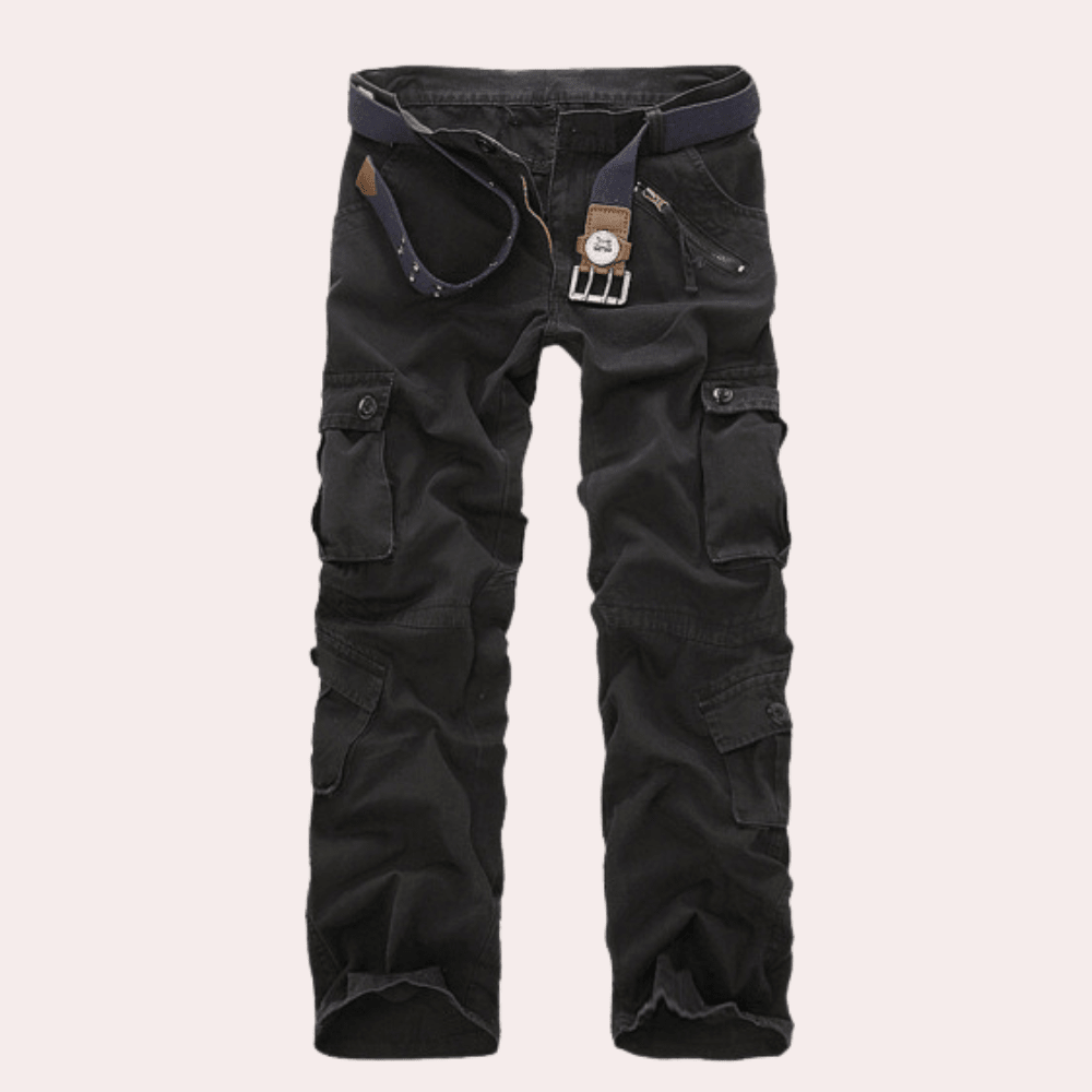 Men Trousers | Multiple Patch Pockets with Belt Loop Waistband - Evergreen Outfits- Trousers