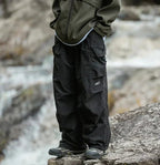 Men Trousers | Relaxed Fit with Cargo Pockets and Elastic Waist - Evergreen Outfits- Trousers