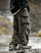Men Trousers | Relaxed Fit with Cargo Pockets and Elastic Waist - Evergreen Outfits- Trousers