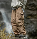 Men Trousers | Relaxed Fit with Cargo Pockets and Elastic Waist - Evergreen Outfits- Trousers