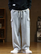 Men Trousers | Relaxed Wide-Leg Fit with Cargo Pockets - Evergreen Outfits- Trousers