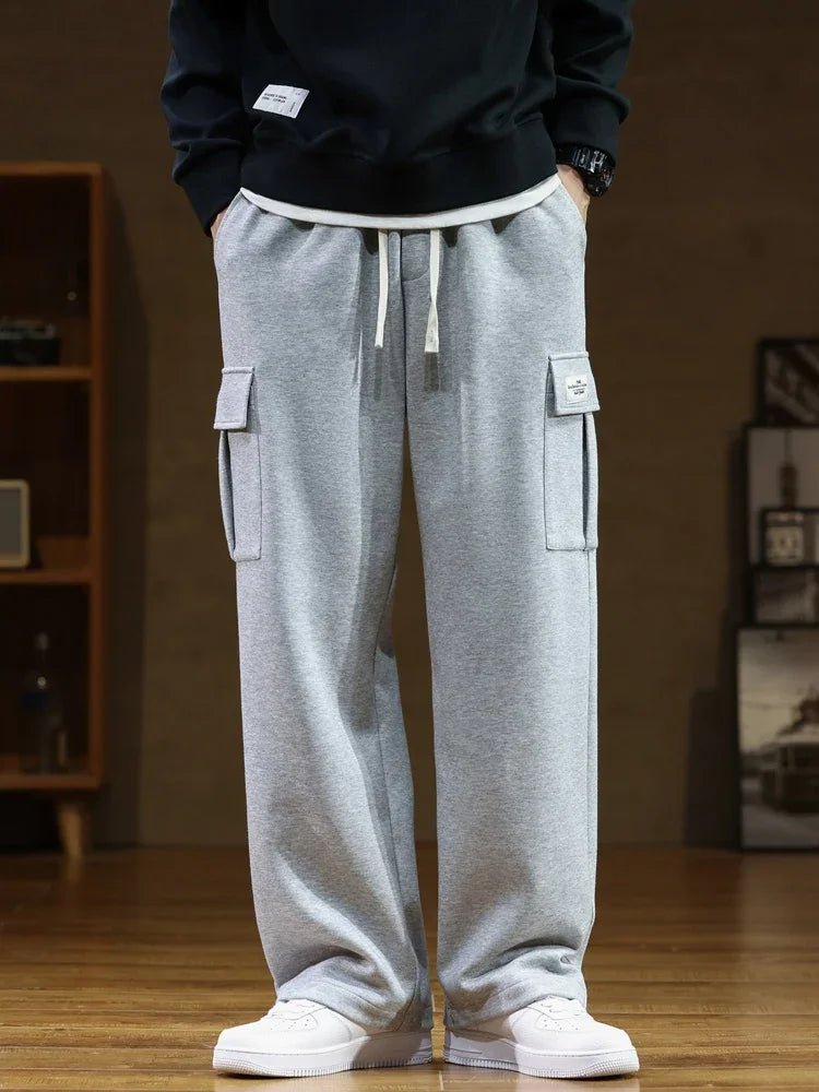 Men Trousers | Relaxed Wide-Leg Fit with Cargo Pockets - Evergreen Outfits- Trousers