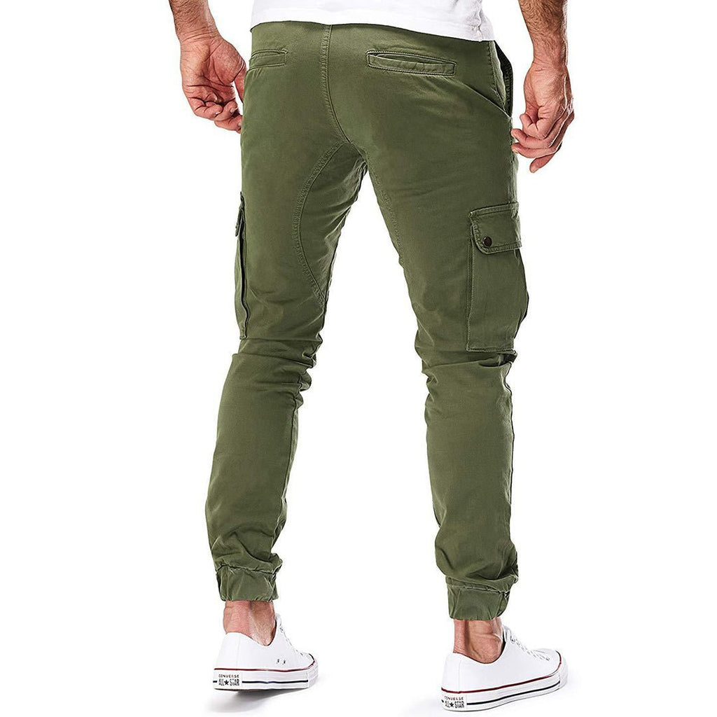 Men Trousers | Slim Cargo Jogger with Ankle Ribbed Cuffs - Evergreen Outfits- Trousers