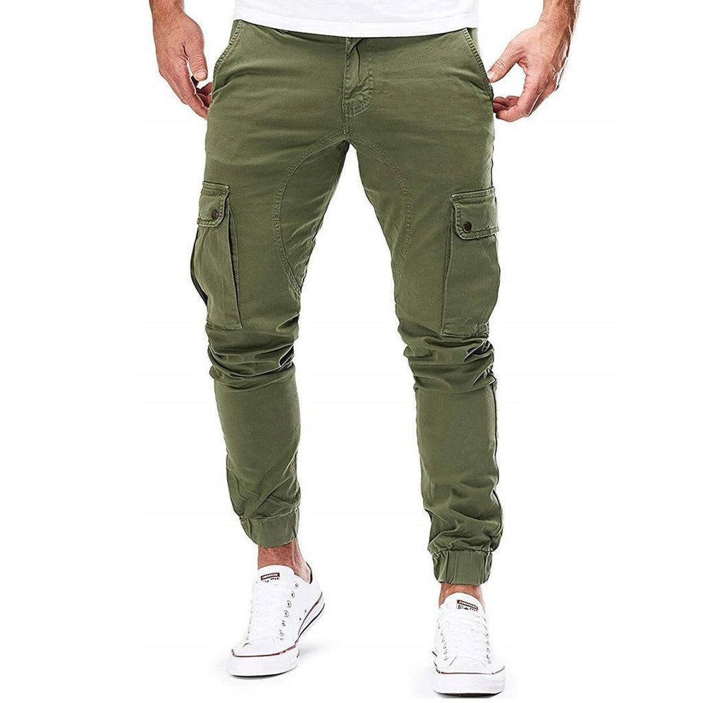 Men Trousers | Slim Cargo Jogger with Ankle Ribbed Cuffs - Evergreen Outfits- Trousers
