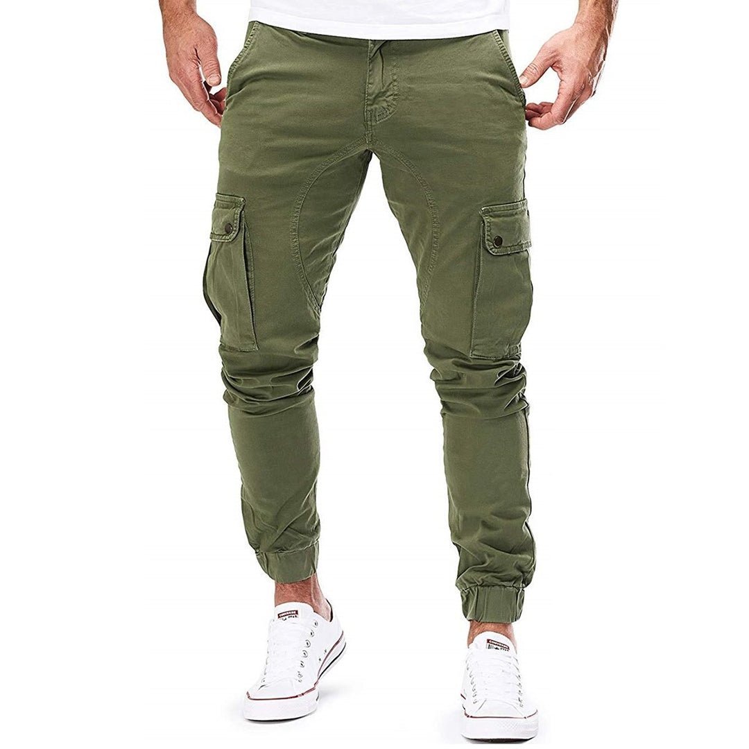 Men Trousers | Slim Cargo Jogger with Ankle Ribbed Cuffs - Evergreen Outfits- Trousers
