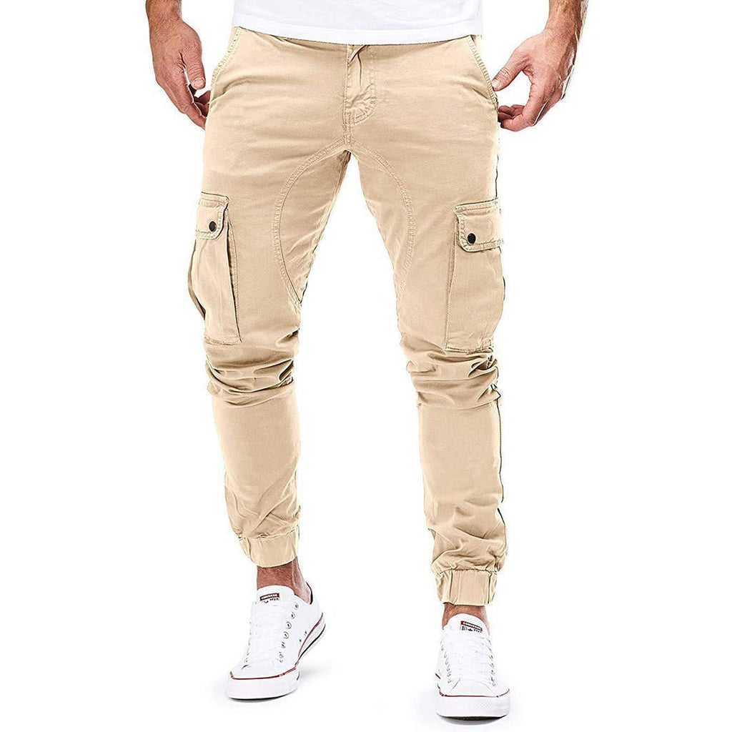 Men Trousers | Slim Cargo Jogger with Ankle Ribbed Cuffs - Evergreen Outfits- Trousers