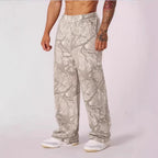 Men Trousers | Wide Leg Camouflage Print Elastic Waist - Evergreen Outfits- Trousers