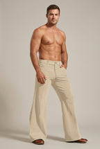 Men Trousers | Wide Leg Fit with Vertical Ribbed Stripe - Evergreen Outfits- Trousers