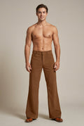 Men Trousers | Wide Leg Fit with Vertical Ribbed Stripe - Evergreen Outfits- Trousers