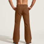 Men Trousers | Wide Leg Fit with Vertical Ribbed Stripe - Evergreen Outfits- Trousers