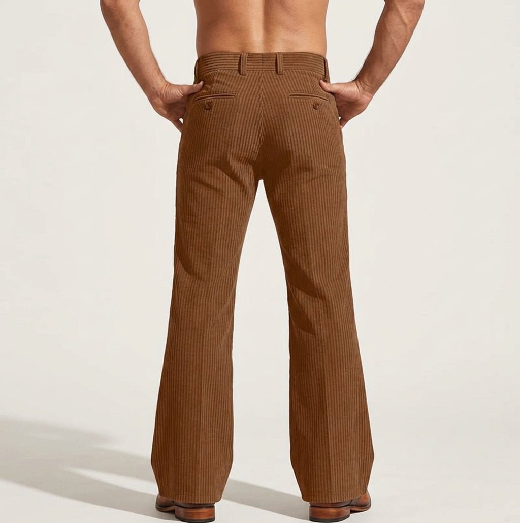 Men Trousers | Wide Leg Fit with Vertical Ribbed Stripe - Evergreen Outfits- Trousers