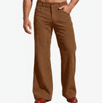 Men Trousers | Wide Leg Fit with Vertical Ribbed Stripe - Evergreen Outfits- Trousers