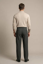 Men Trousers | Wide Leg High-Rise Fit with Front Pleats - Evergreen Outfits- Trousers