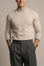 Men Trousers | Wide Leg High-Rise Fit with Front Pleats - Evergreen Outfits- Trousers