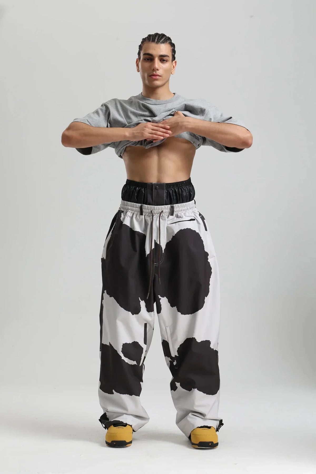 Men Trousers | Wide Leg High Waist Drawstring Cargo Fit - Evergreen Outfits- Trousers