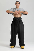 Men Trousers | Wide Leg High Waist Drawstring Cargo Fit - Evergreen Outfits- Trousers