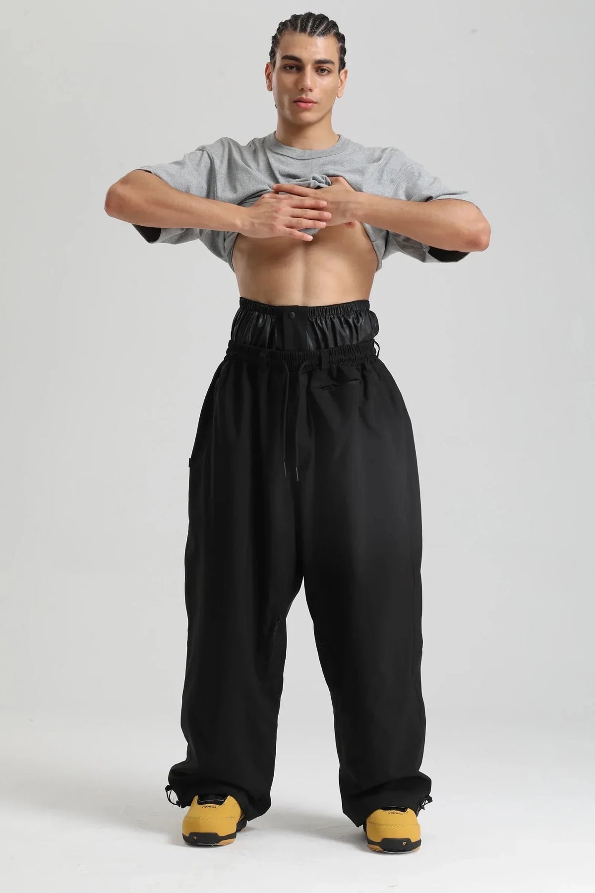 Men Trousers | Wide Leg High Waist Drawstring Cargo Fit - Evergreen Outfits- Trousers