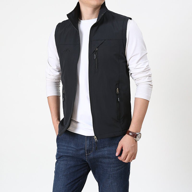 Men Waistcoat | Regular Fit with Front Zip and Zipped Pockets - Evergreen Outfits- Blazers