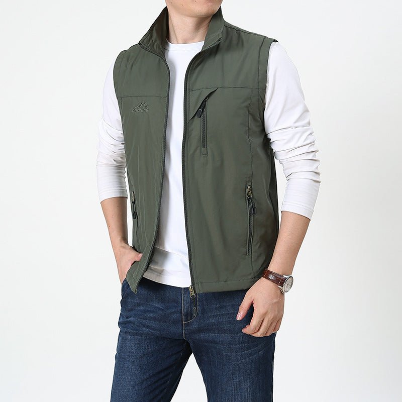Men Waistcoat | Regular Fit with Front Zip and Zipped Pockets - Evergreen Outfits- Blazers