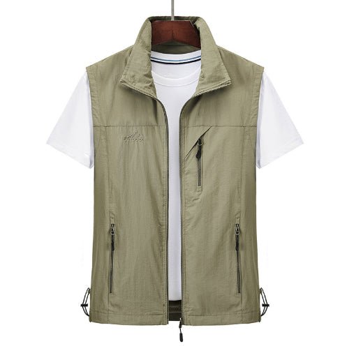 Men Waistcoat | Regular Fit with Front Zip and Zipped Pockets - Evergreen Outfits- Blazers