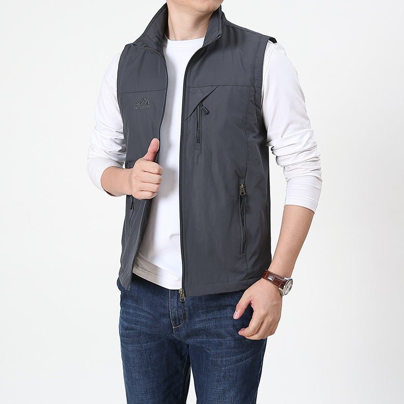 Men Waistcoat | Regular Fit with Front Zip and Zipped Pockets - Evergreen Outfits- Blazers