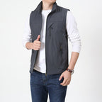 Men Waistcoat | Regular Fit with Front Zip and Zipped Pockets - Evergreen Outfits- Blazers
