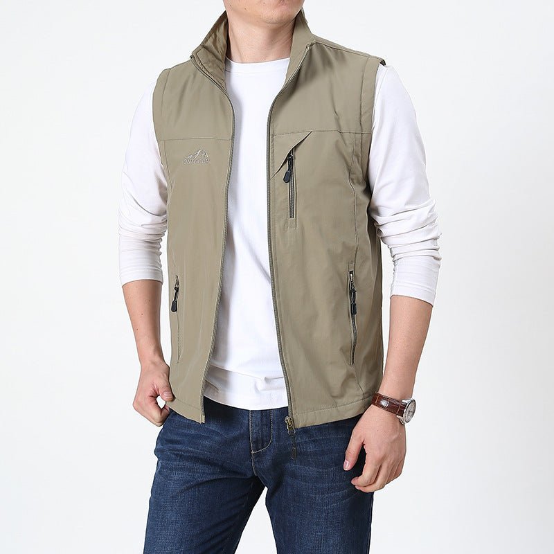 Men Waistcoat | Regular Fit with Front Zip and Zipped Pockets - Evergreen Outfits- Blazers