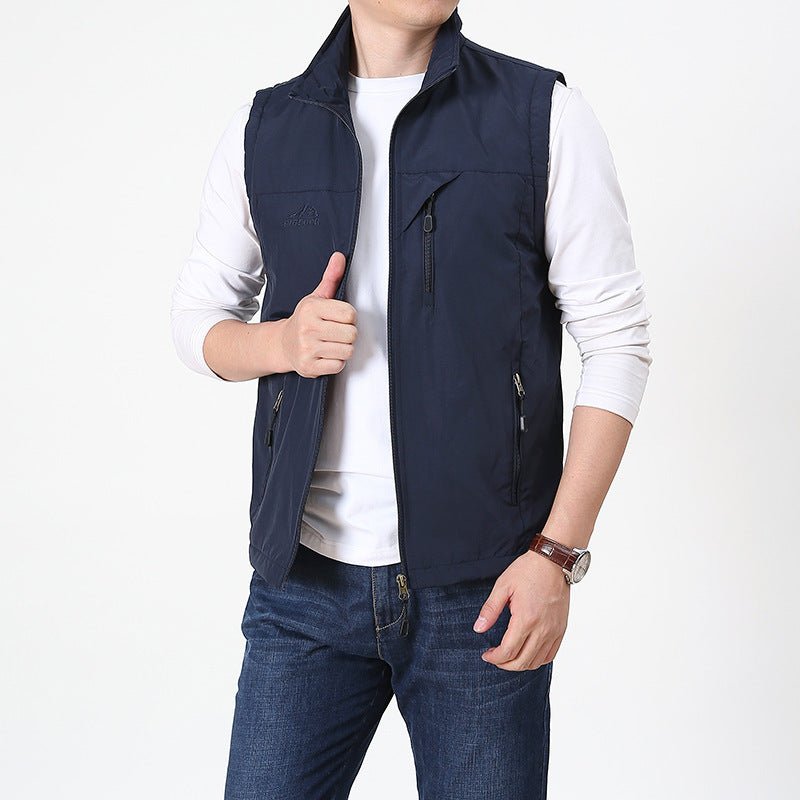 Men Waistcoat | Regular Fit with Front Zip and Zipped Pockets - Evergreen Outfits- Blazers