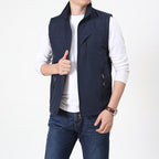 Men Waistcoat | Regular Fit with Front Zip and Zipped Pockets - Evergreen Outfits- Blazers