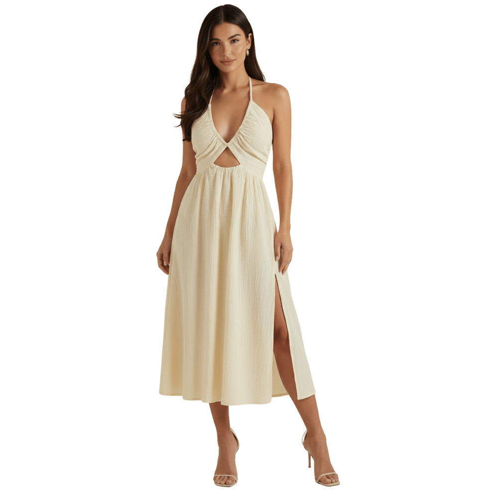 Midi Dress Women Adjustable Shoulder Fastening Straps - Evergreen Outfits - Women Midi Dress