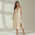 Midi Dress Women Adjustable Shoulder Fastening Straps - Evergreen Outfits - Women Midi Dress