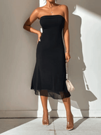 Midi Dress Women Bodycon Fit Strapless Neckline - Evergreen Outfits - Women Midi Dress