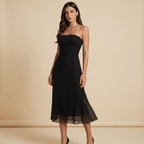 Midi Dress Women Bodycon Fit Strapless Neckline - Evergreen Outfits - Women Midi Dress
