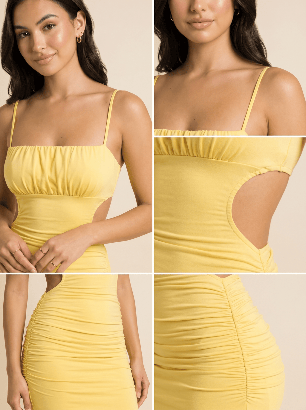 Midi Dress Women Bodycon Fit Strappy Pleated Design - Evergreen Outfits - Women Midi Dress