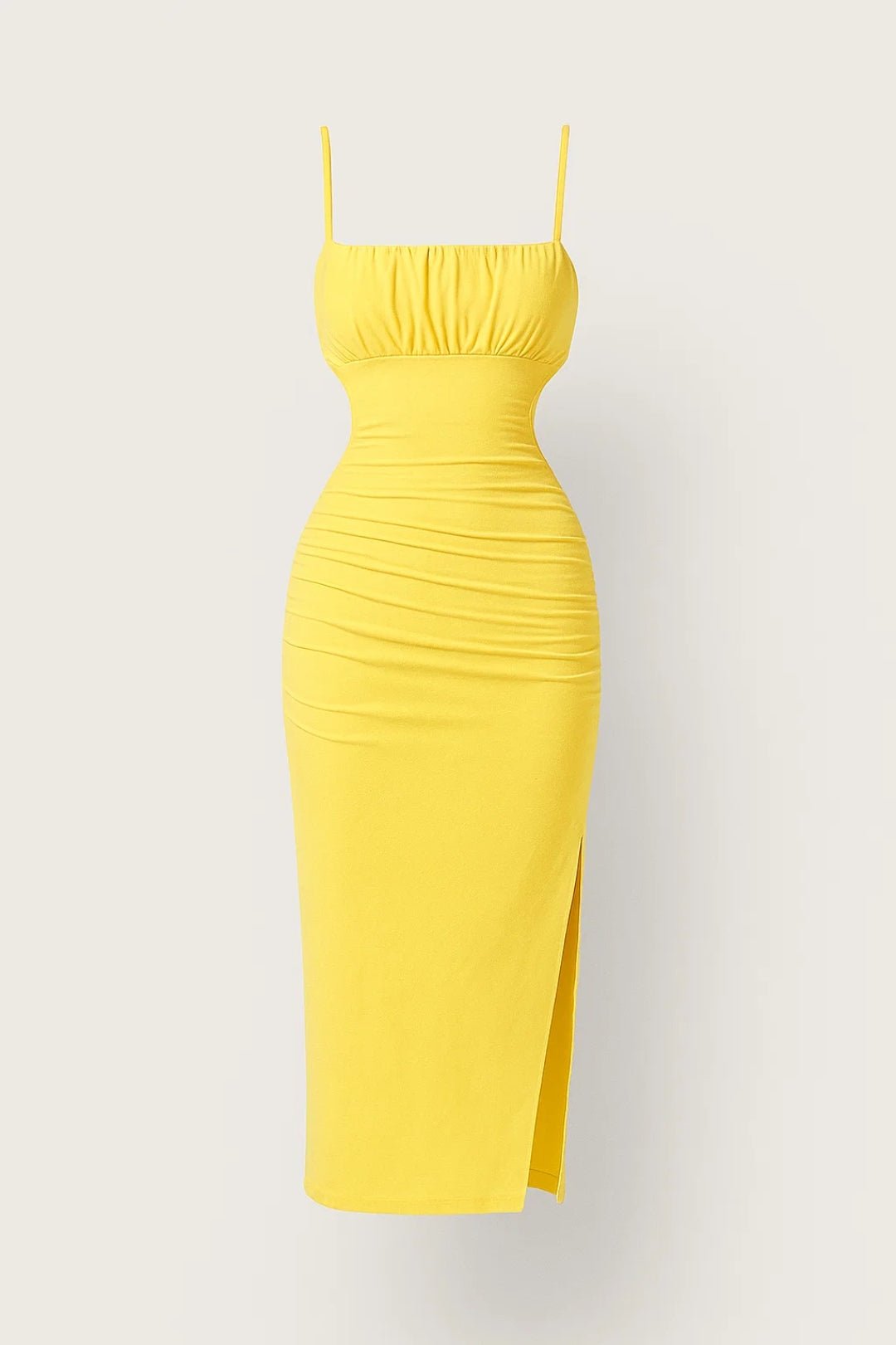 Midi Dress Women Bodycon Fit Strappy Pleated Design - Evergreen Outfits - Women Midi Dress