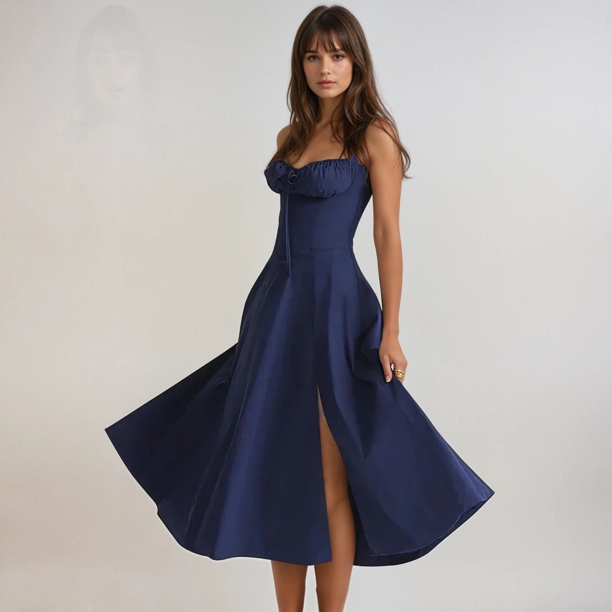 Midi Dress Women Corset Bodice Flared Skirt Structure - Evergreen Outfits - Women Midi Dress